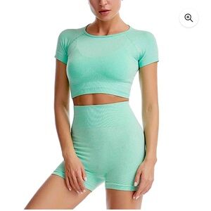 Green short and shirt workout set
